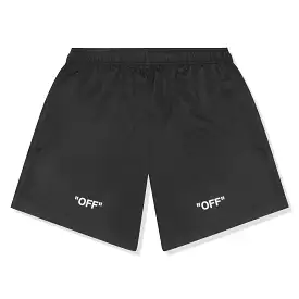 Off-White Logo Print Black Swim Shorts