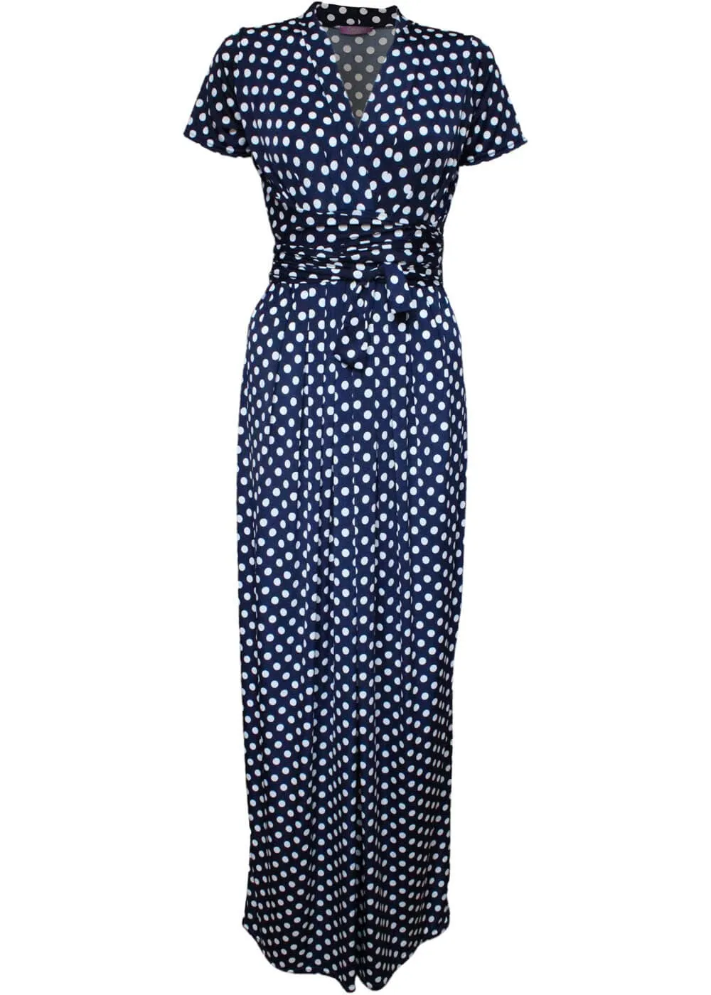 Onjenu Pitot Polkadot 70's Maxi Dress Navy