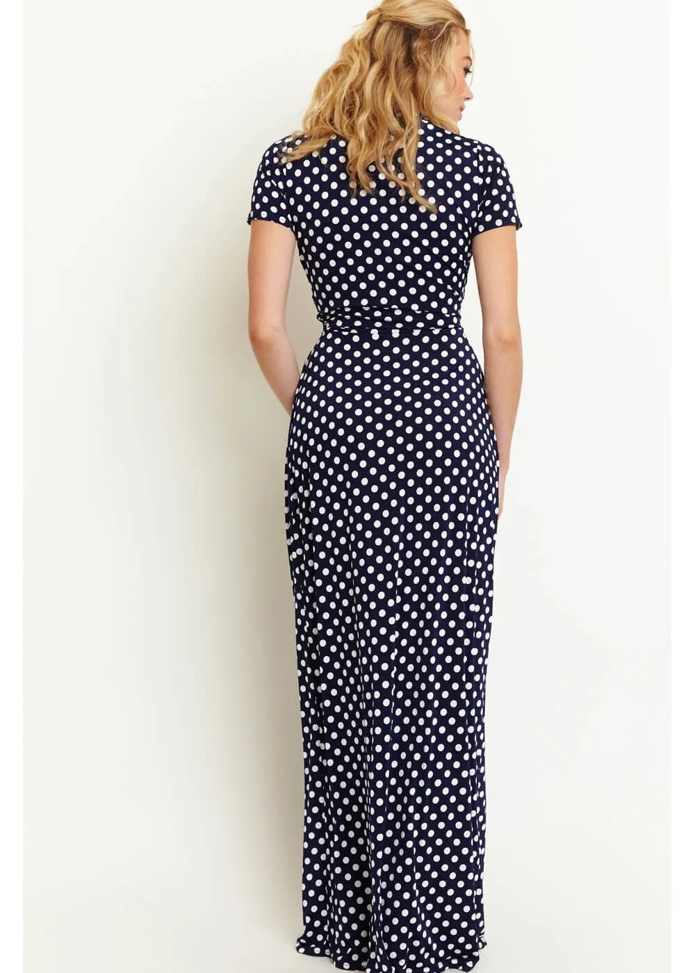 Onjenu Pitot Polkadot 70's Maxi Dress Navy