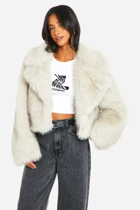 Petite Vintage Look Faux Fur Coat