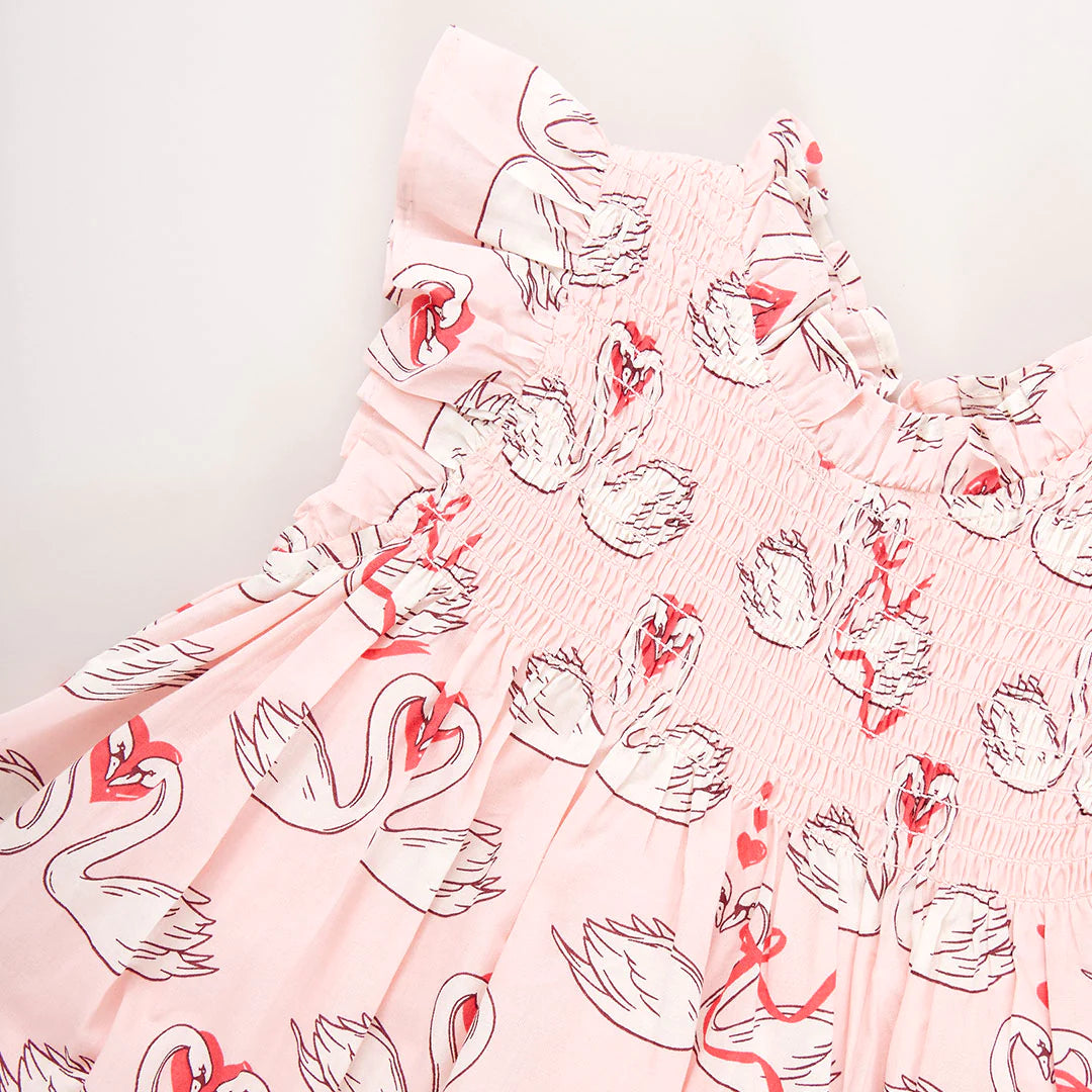 Pink Chicken - Girls Stevie Dress - Swan Love