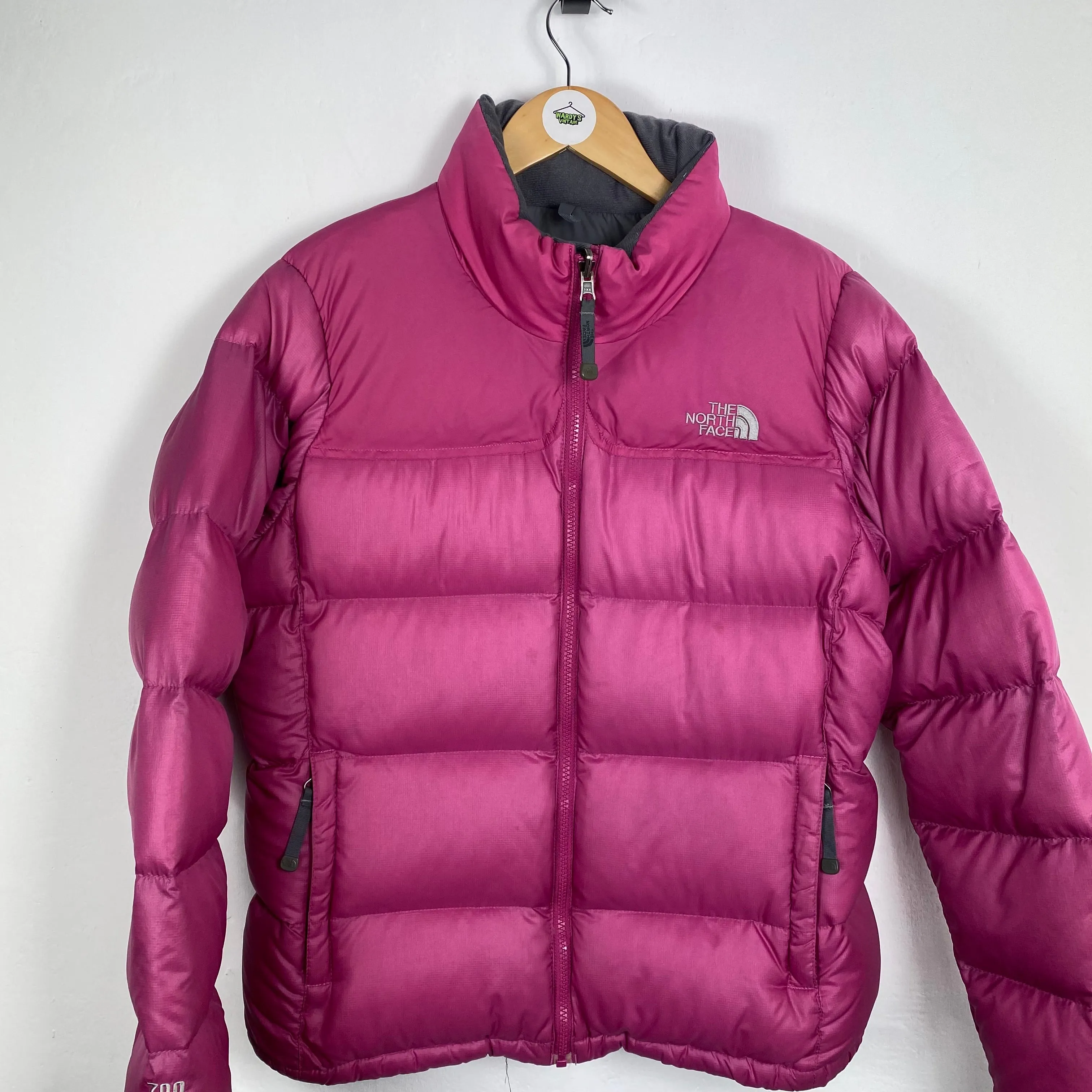 Pink north face puffer jacket womens small