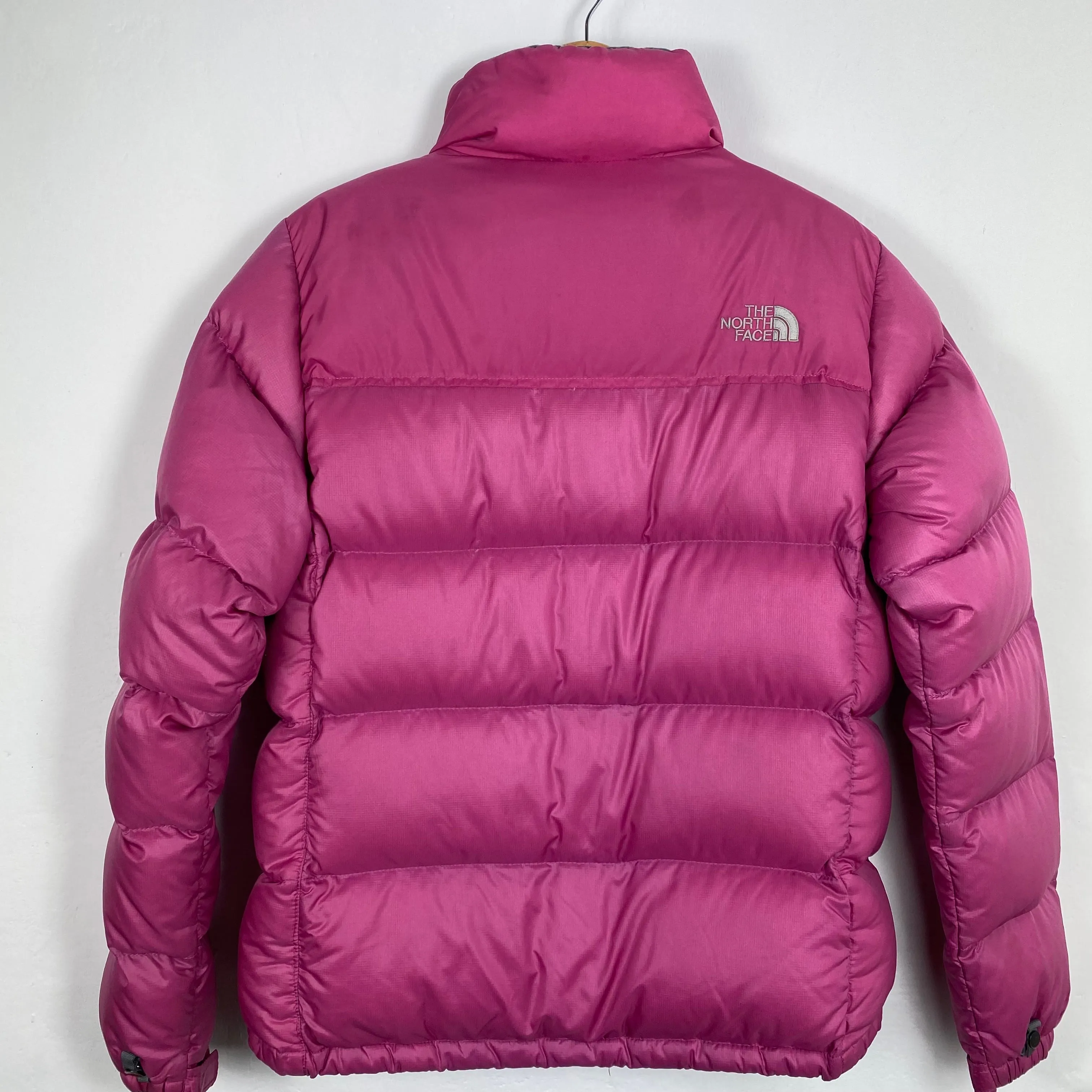 Pink north face puffer jacket womens small