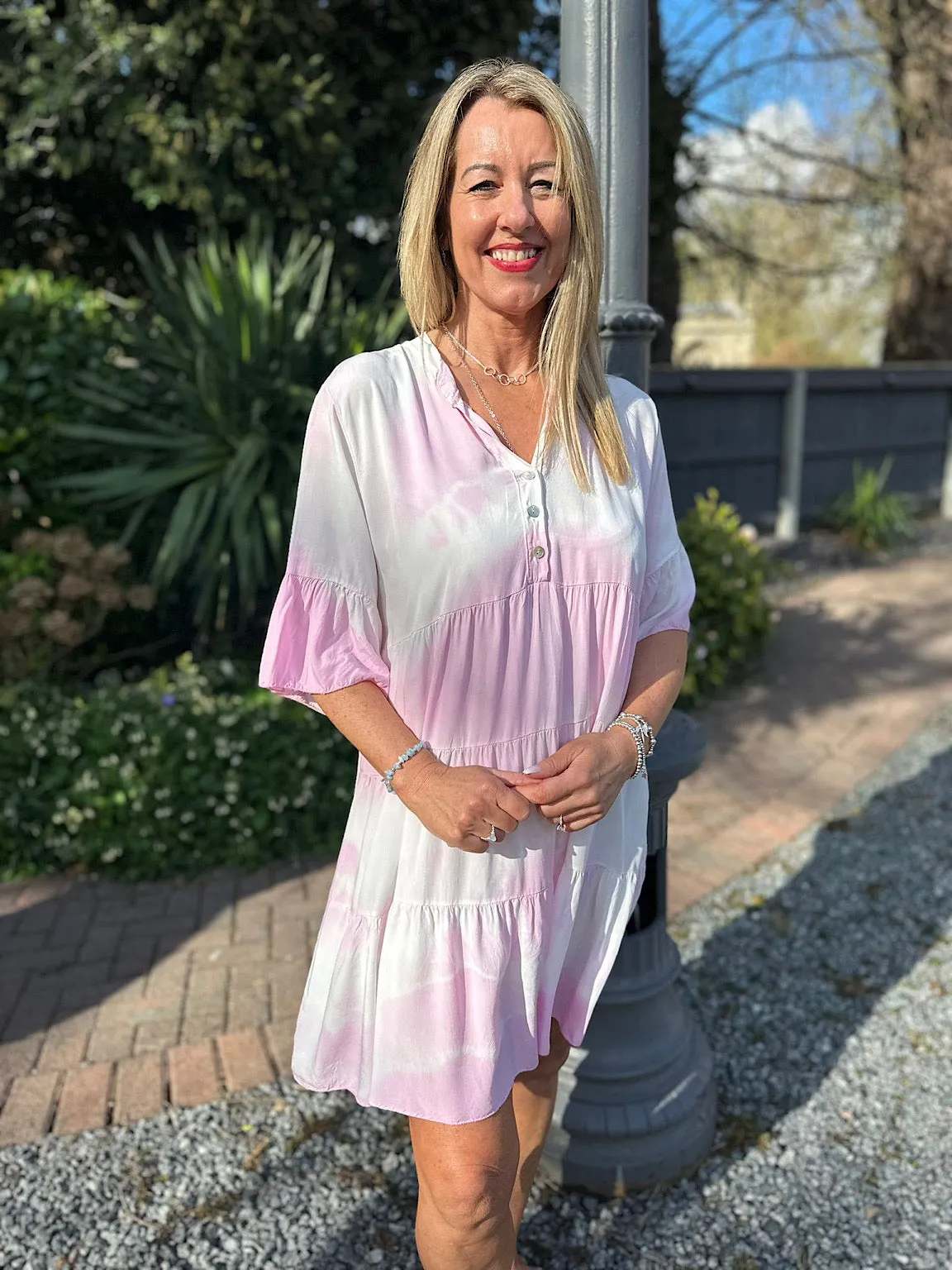 Pink Tie Dye Tiered Tunic Hattie