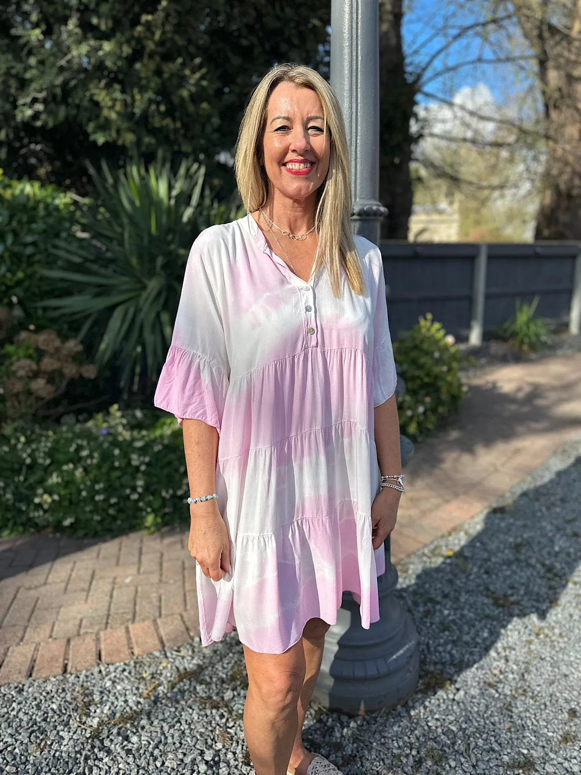 Pink Tie Dye Tiered Tunic Hattie