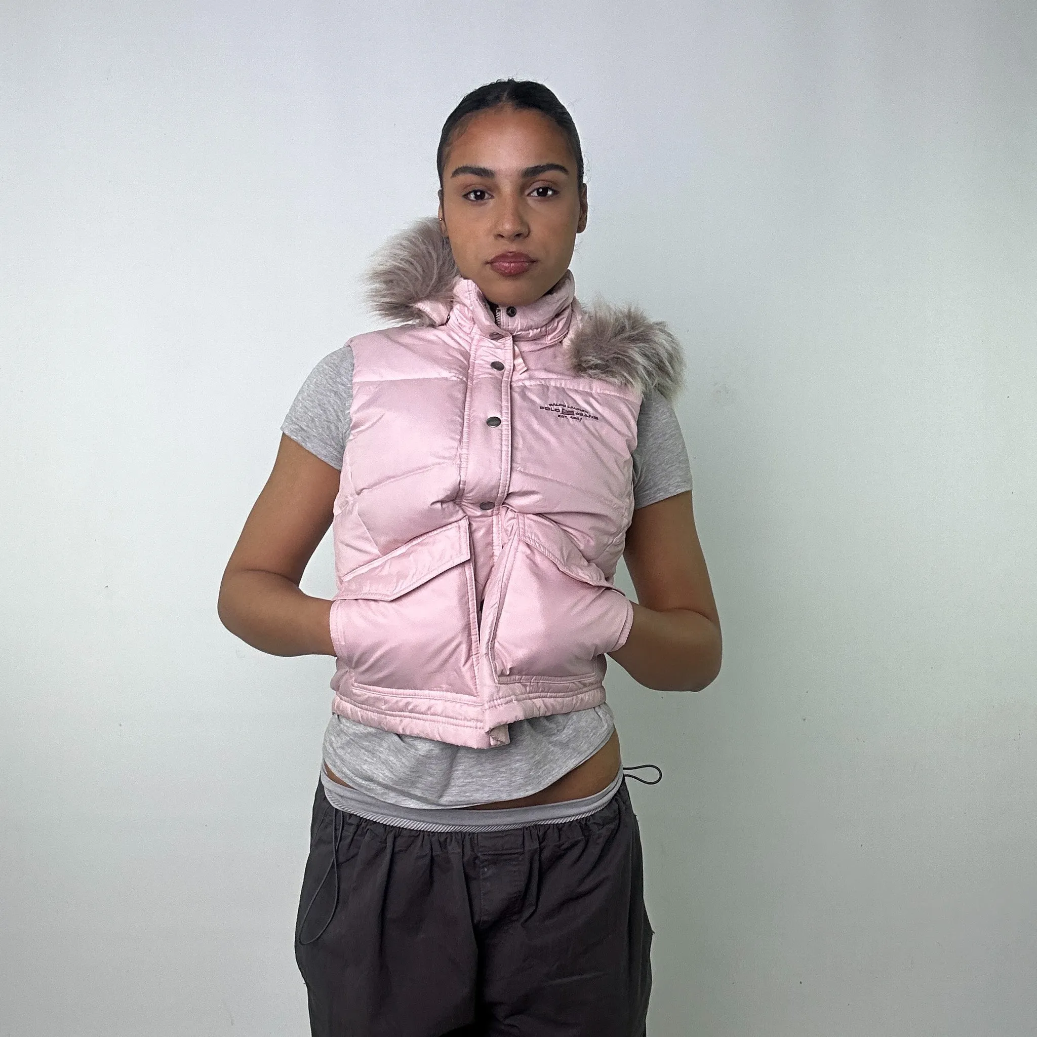 Pink y2ks Polo Jeans Ralph Lauren Puffer Jacket Coat Gilet (M)