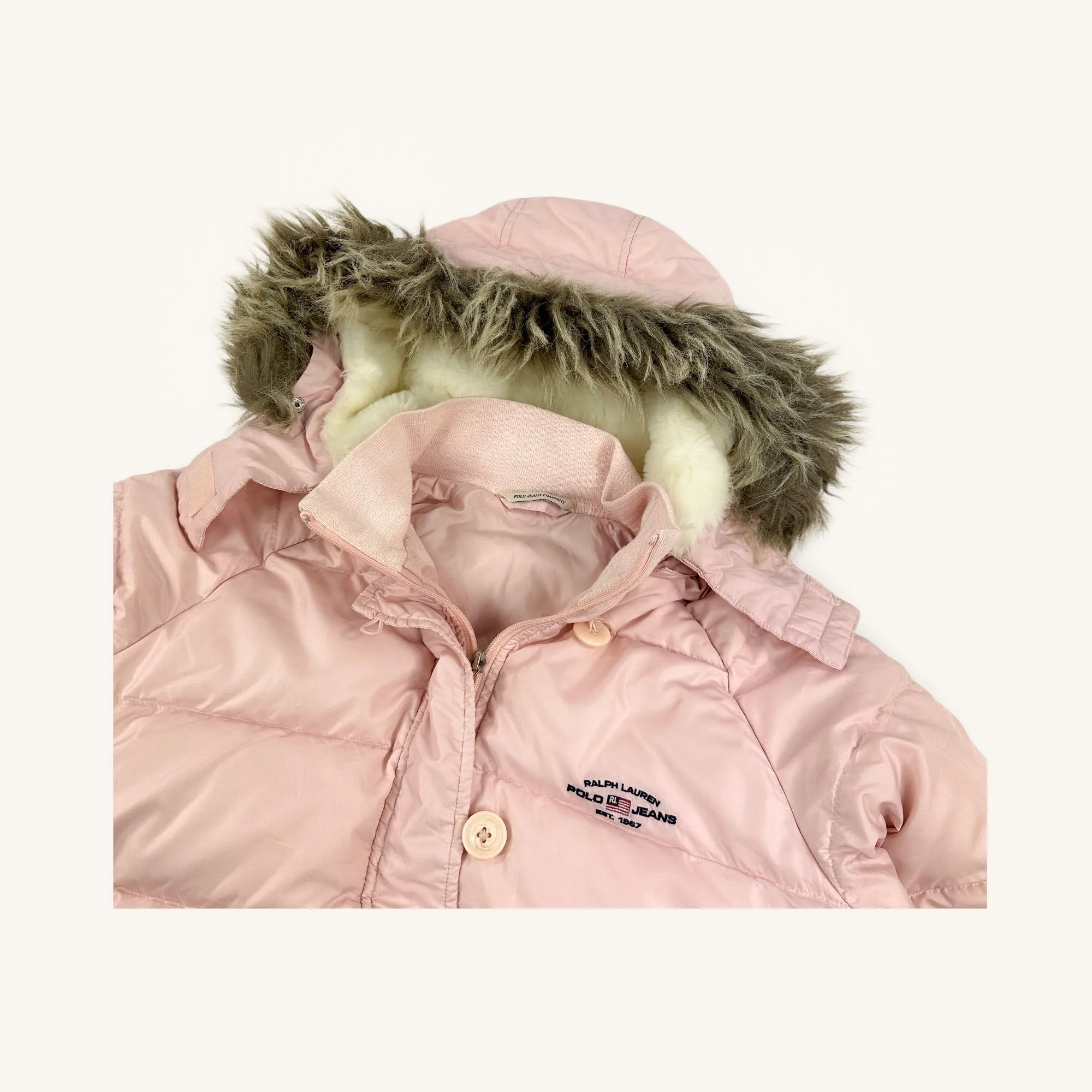 Pink y2ks Polo Jeans Ralph Lauren Puffer Jacket Coat (XL)