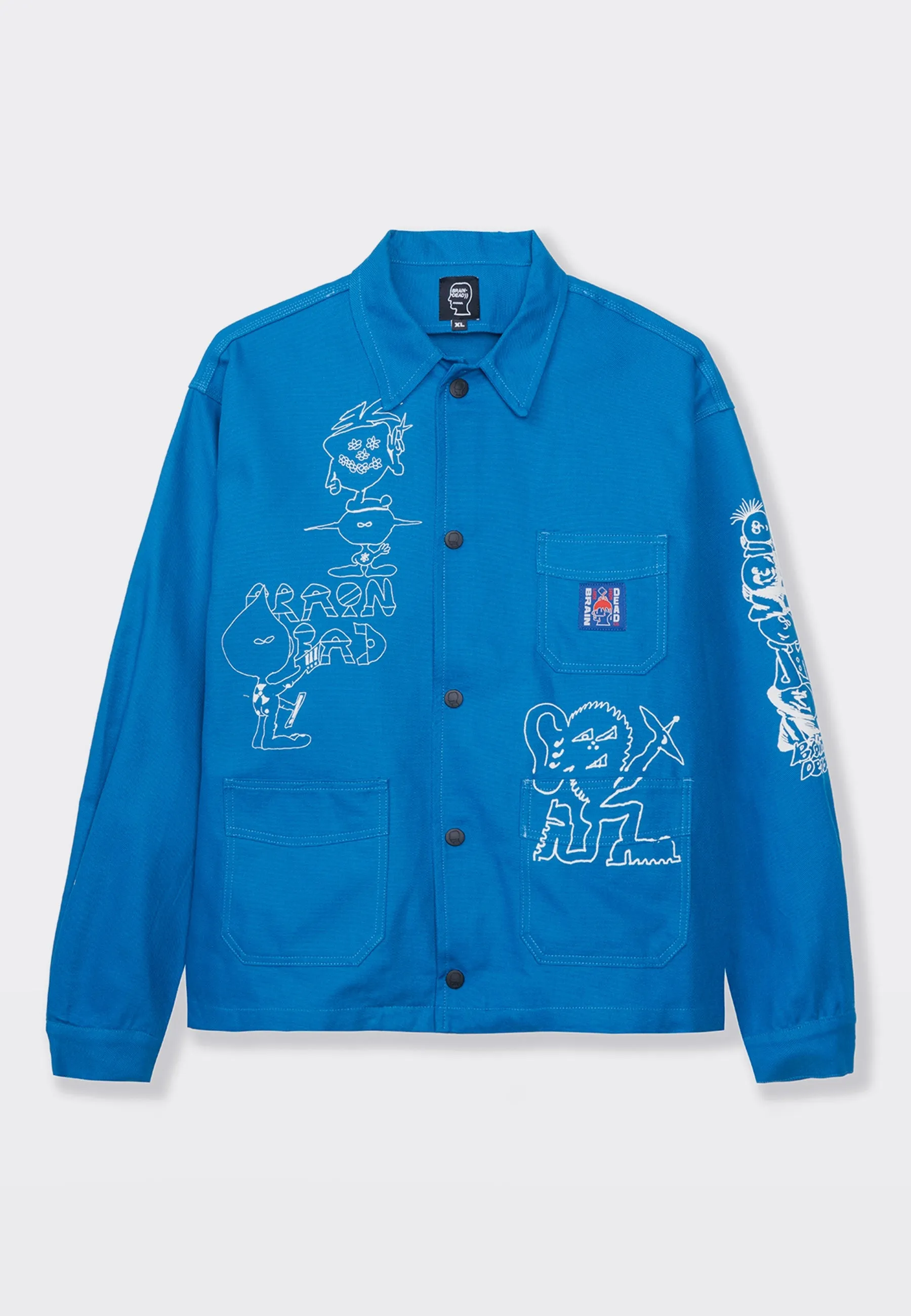 Printed Canvas Chore Coat  - blue