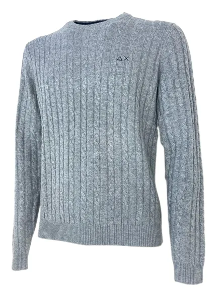 PULLOVER UOMO GRIGIO A TRECCE MISTO LANA