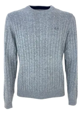 PULLOVER UOMO GRIGIO A TRECCE MISTO LANA