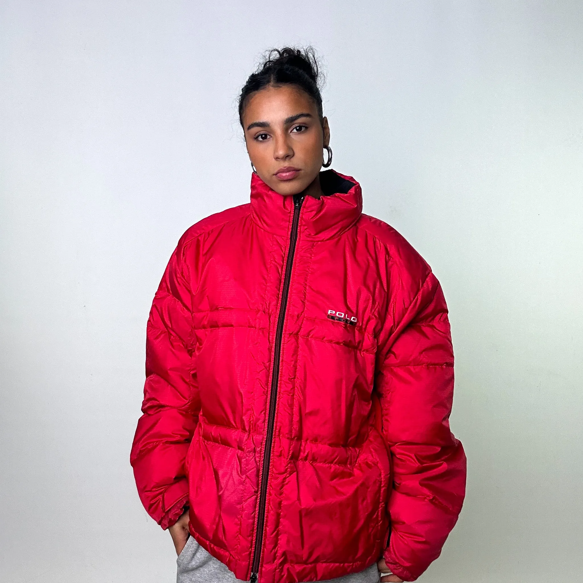 Red 90s Polo Sport Ralph Lauren Puffer Jacket Coat (XXL)