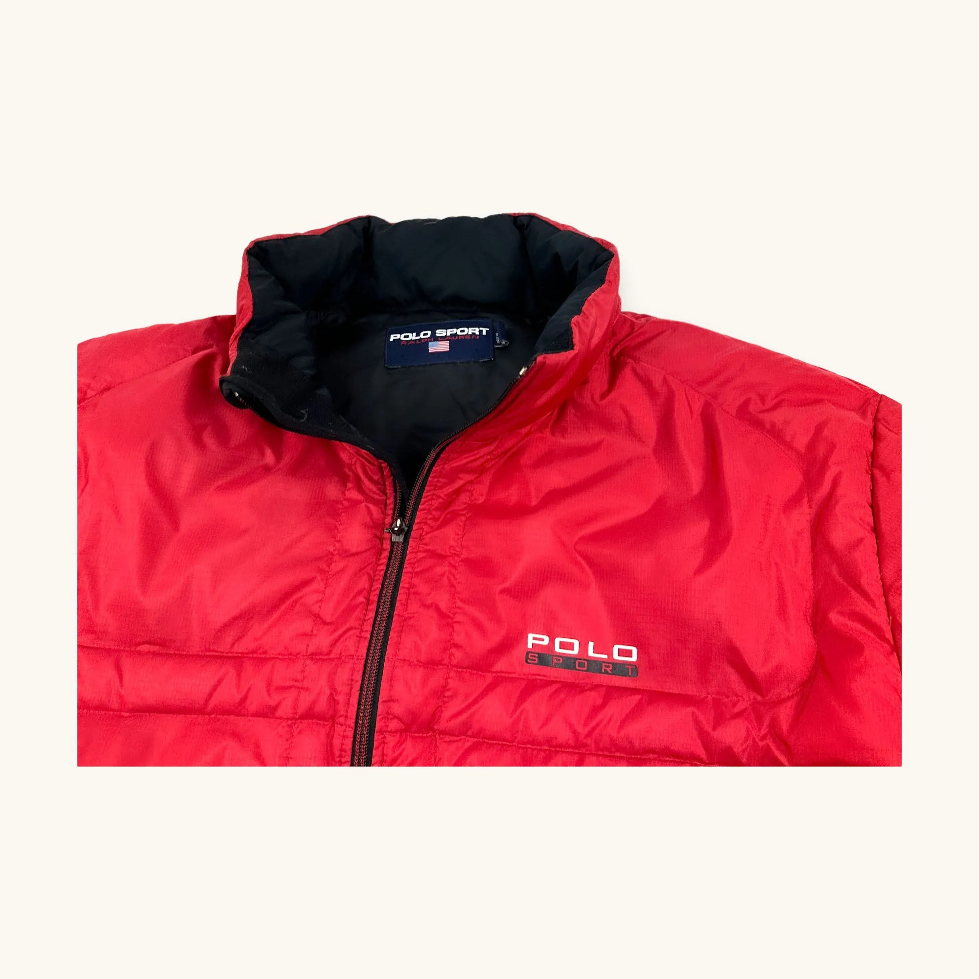 Red 90s Polo Sport Ralph Lauren Puffer Jacket Coat (XXL)