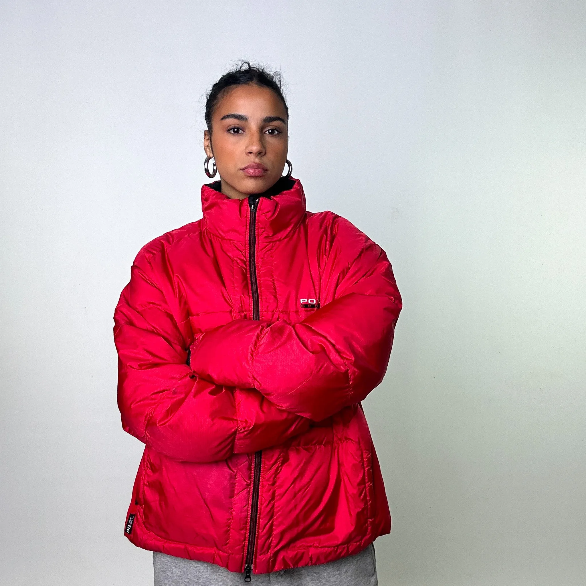 Red 90s Polo Sport Ralph Lauren Puffer Jacket Coat (XXL)