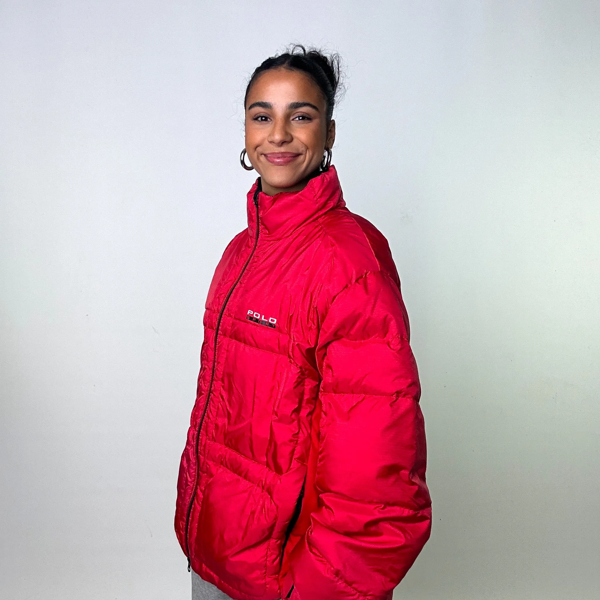 Red 90s Polo Sport Ralph Lauren Puffer Jacket Coat (XXL)