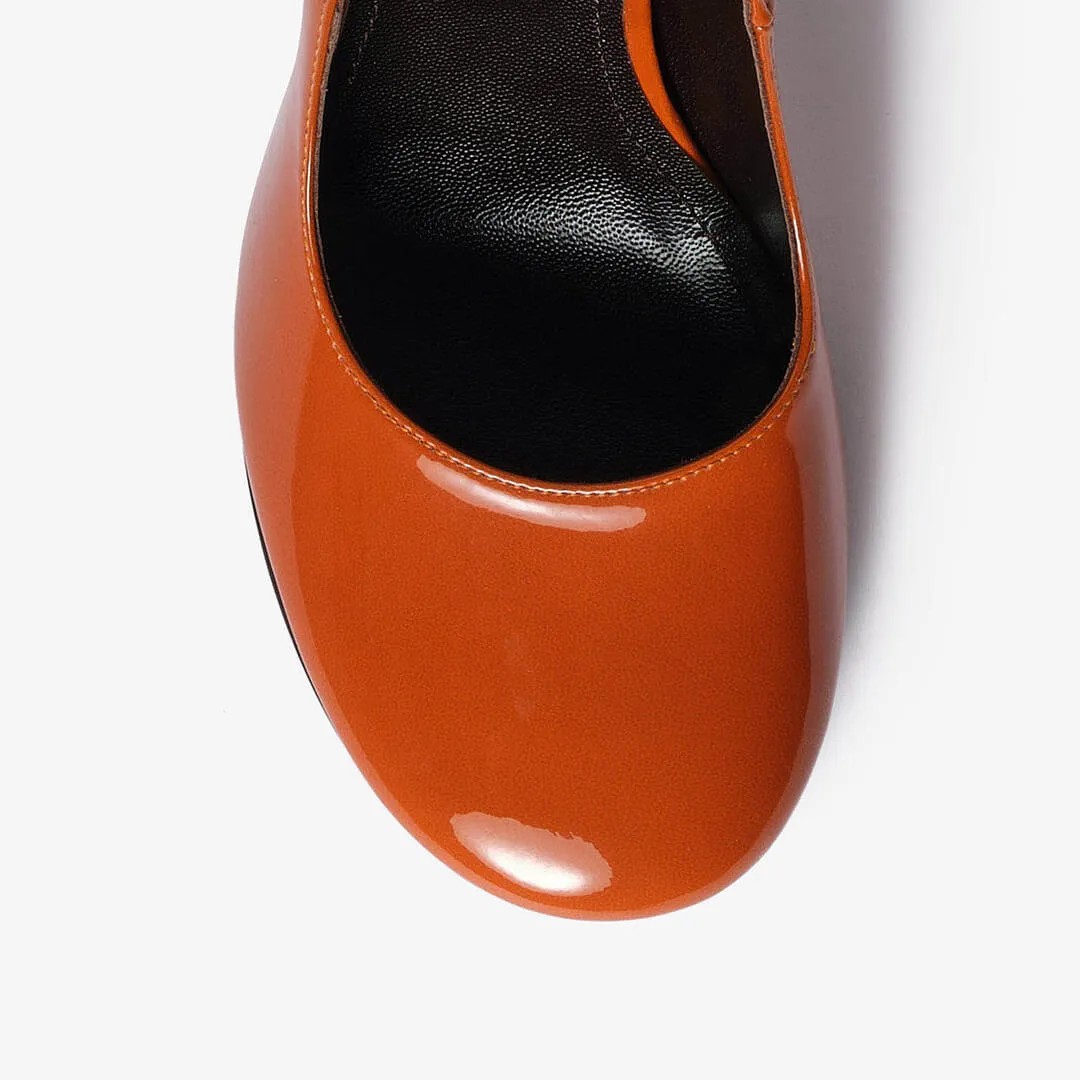 Rust women's patent leather décolleté