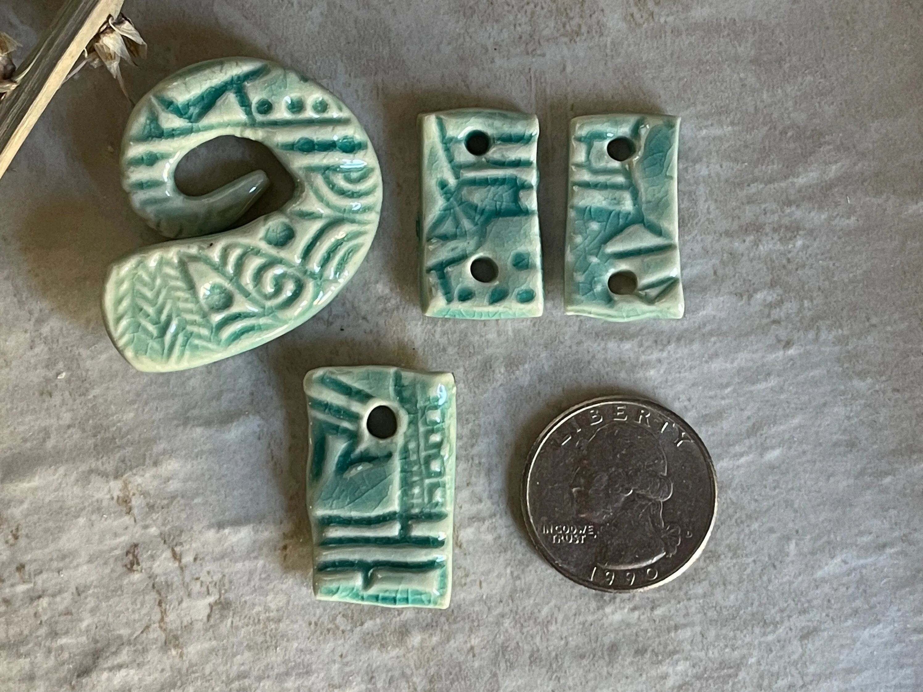 SALE Turquoise Pendant Bead and Charms, Jewelry Making Components, Beading Handmade