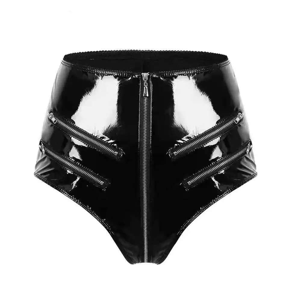 Sexy and Edgy Spicy Latex Shorts with Open Crotch for Alternative Women