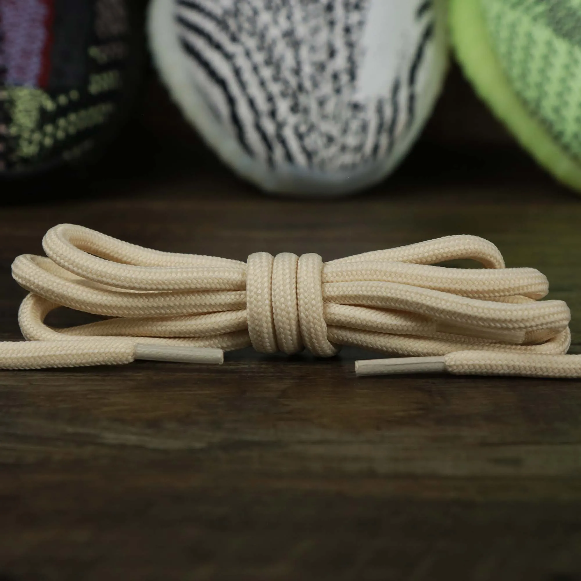 Solid Rope Natural Shoelaces with Natural Aglets | 120cm Capswag