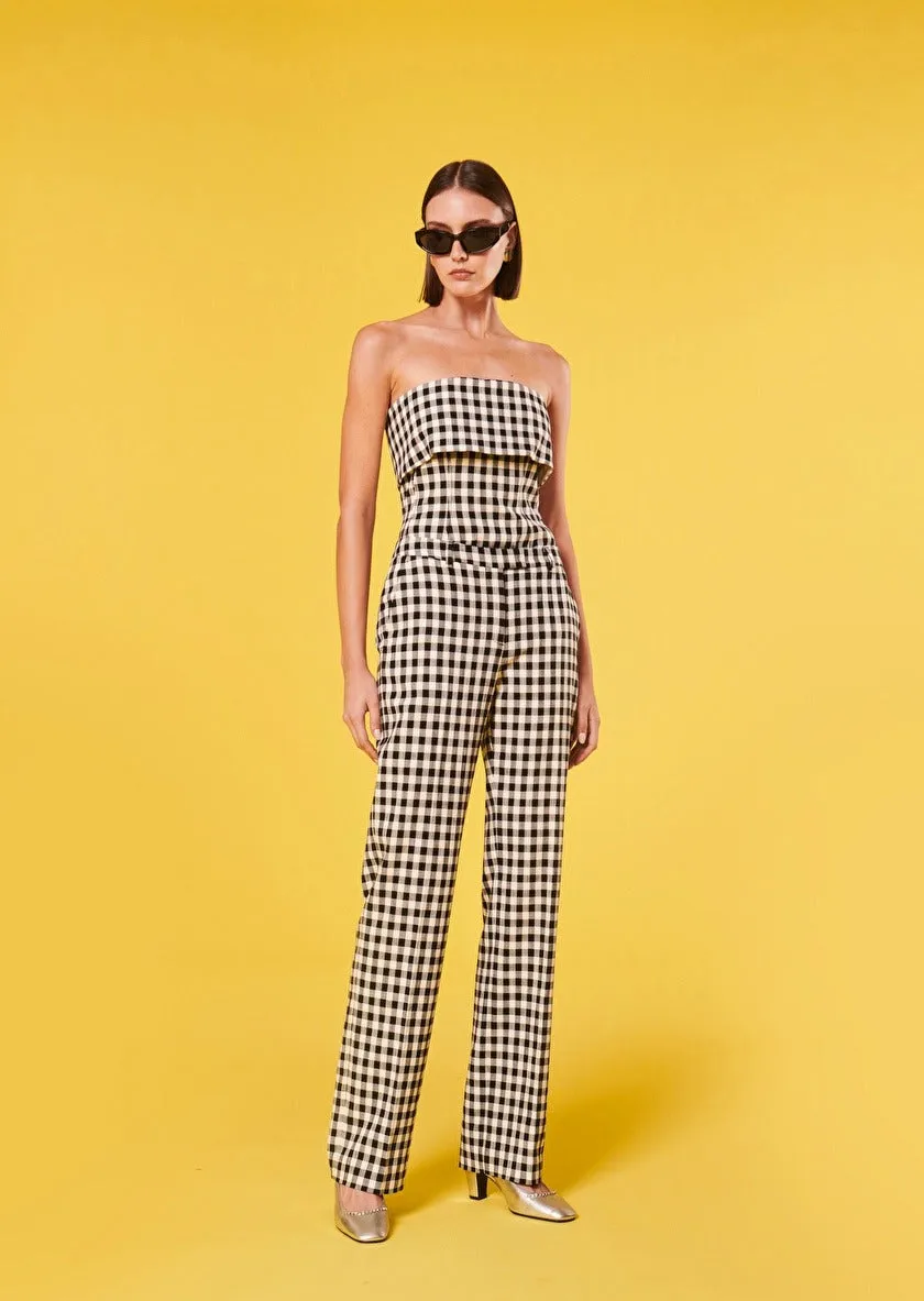 Tara Jarmon Peter Gingham Pants in Noir