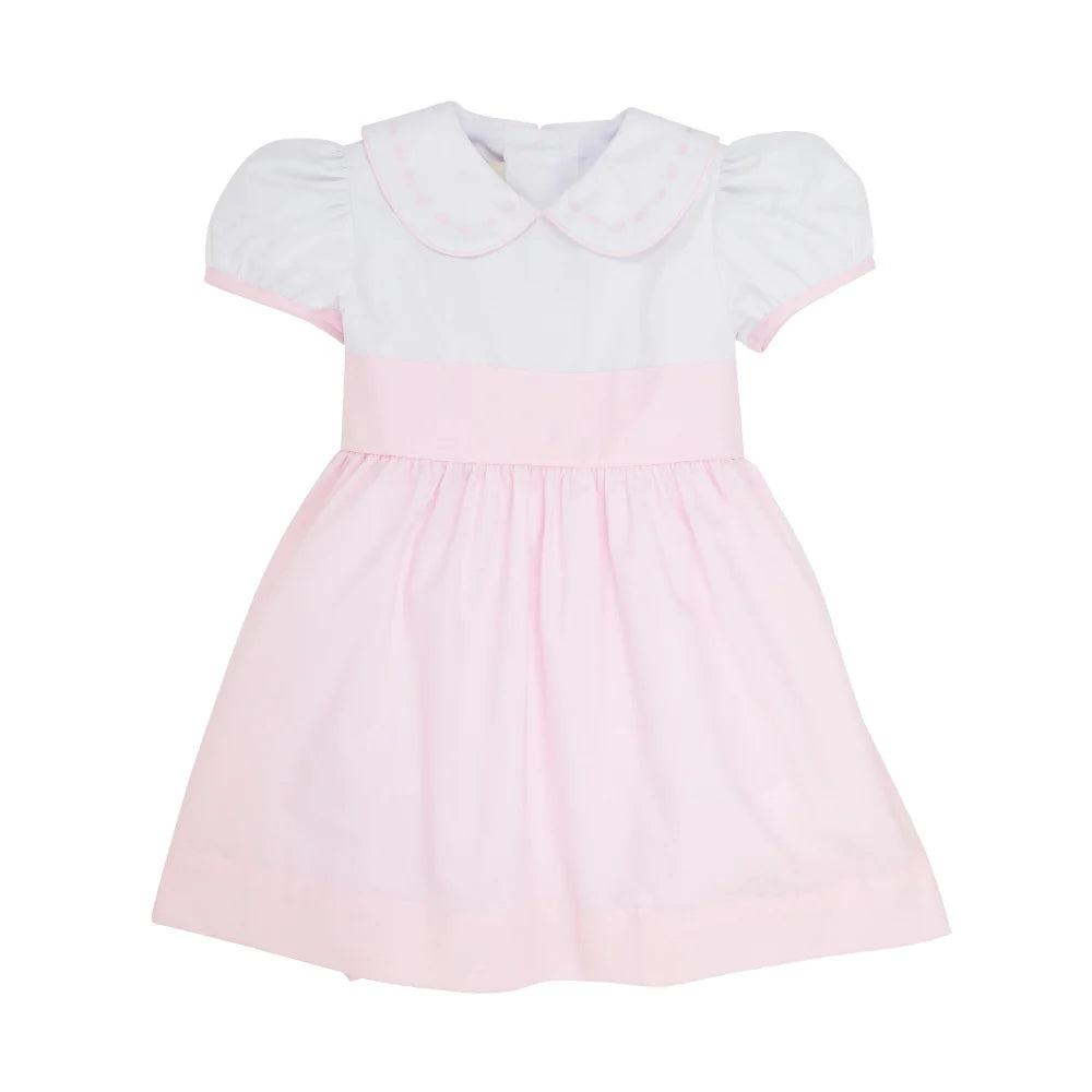 The Beaufort Bonnet Company - Worth Avenue White & Palm Beach Pink Cindy Lou Sash Dress - Broadcloth