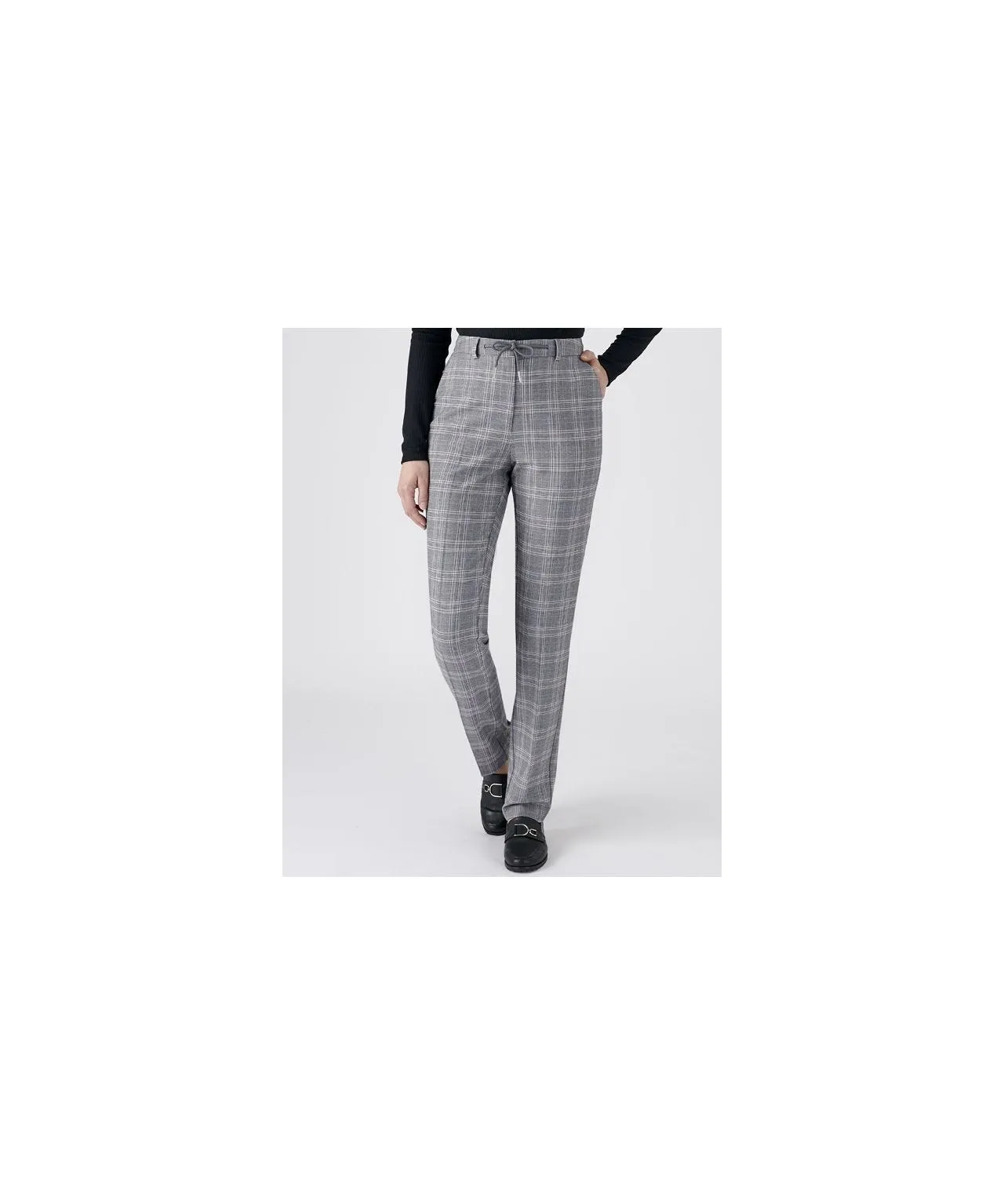 Tie-waist Detail Check Trousers