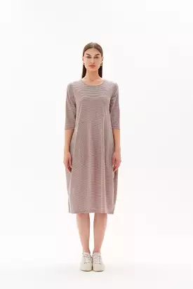 Tirelli - 3/4 Stripe Diagonal Seam Dress - Chestnut Stripe