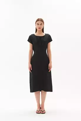 Tirelli - Tie Back Pleat Dress - Black