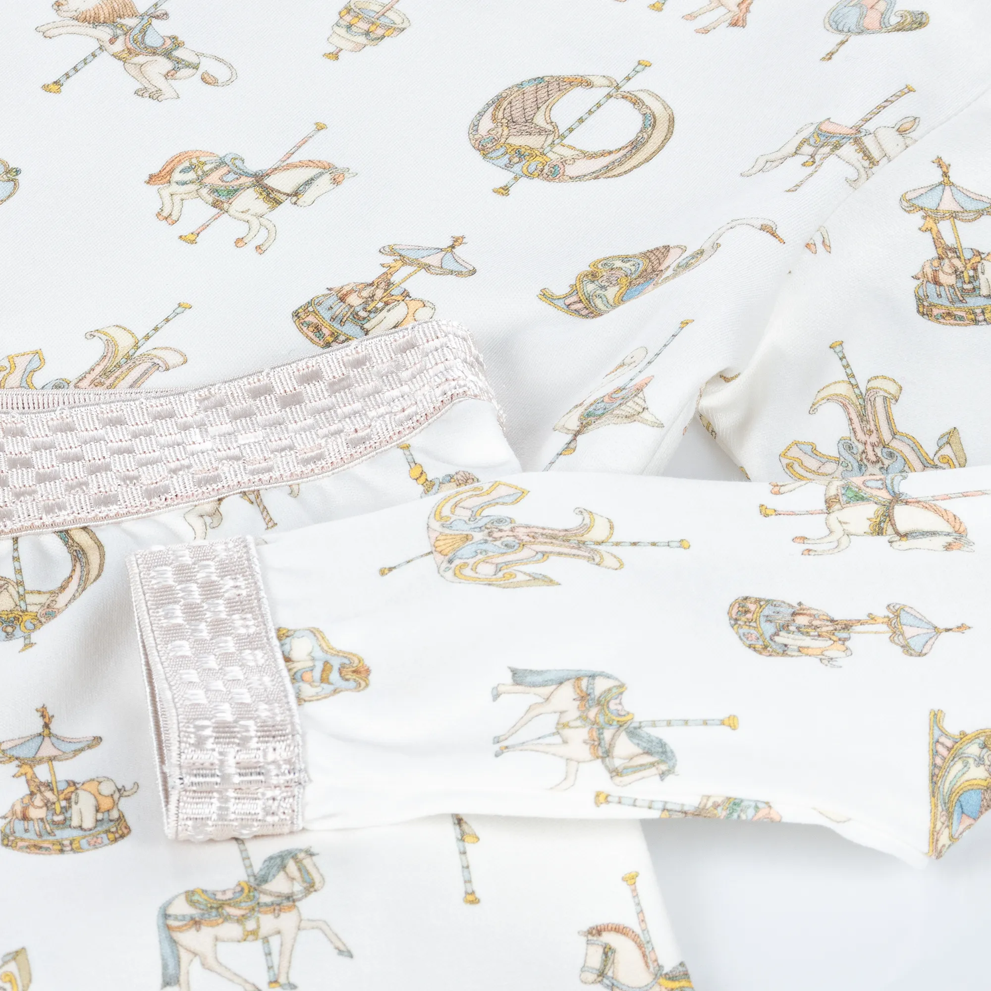 White Carousel Print Cotton Leggings Set