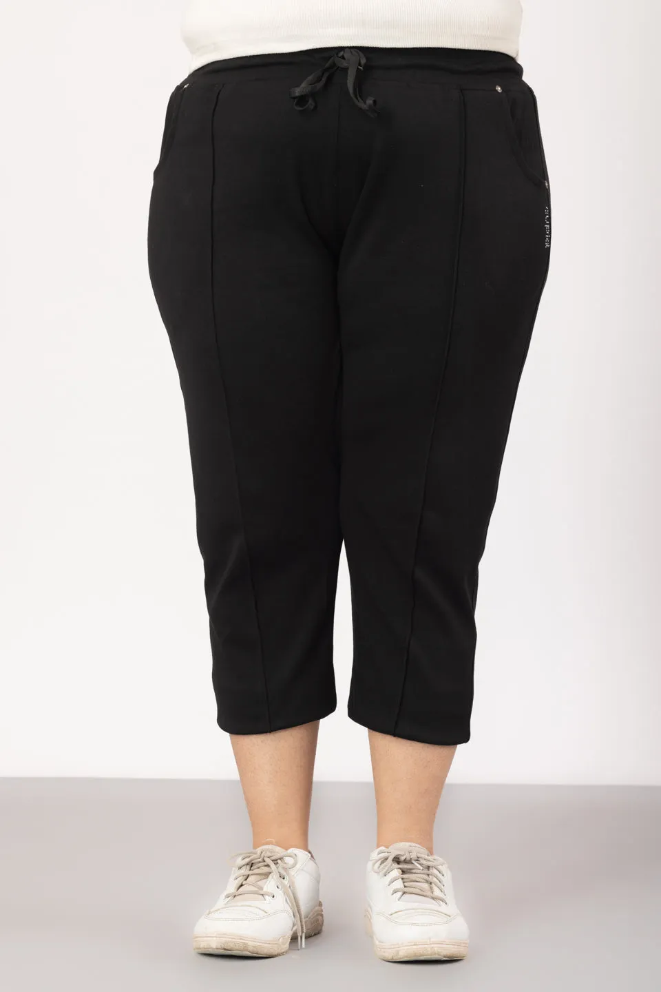 Women Capris - Cotton Capri Pants - Black