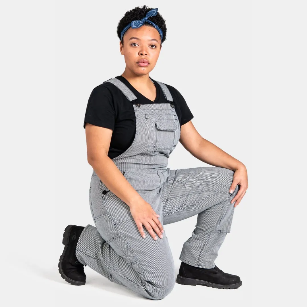 Women’s DOVETAIL Freshley Overalls Indigo Stripe Denim