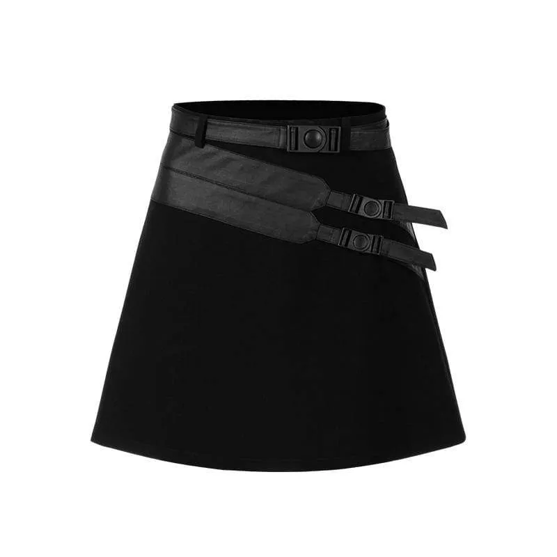 Women's Punk Solid Color Belts Skirts