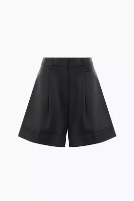 wool blend darted shorts