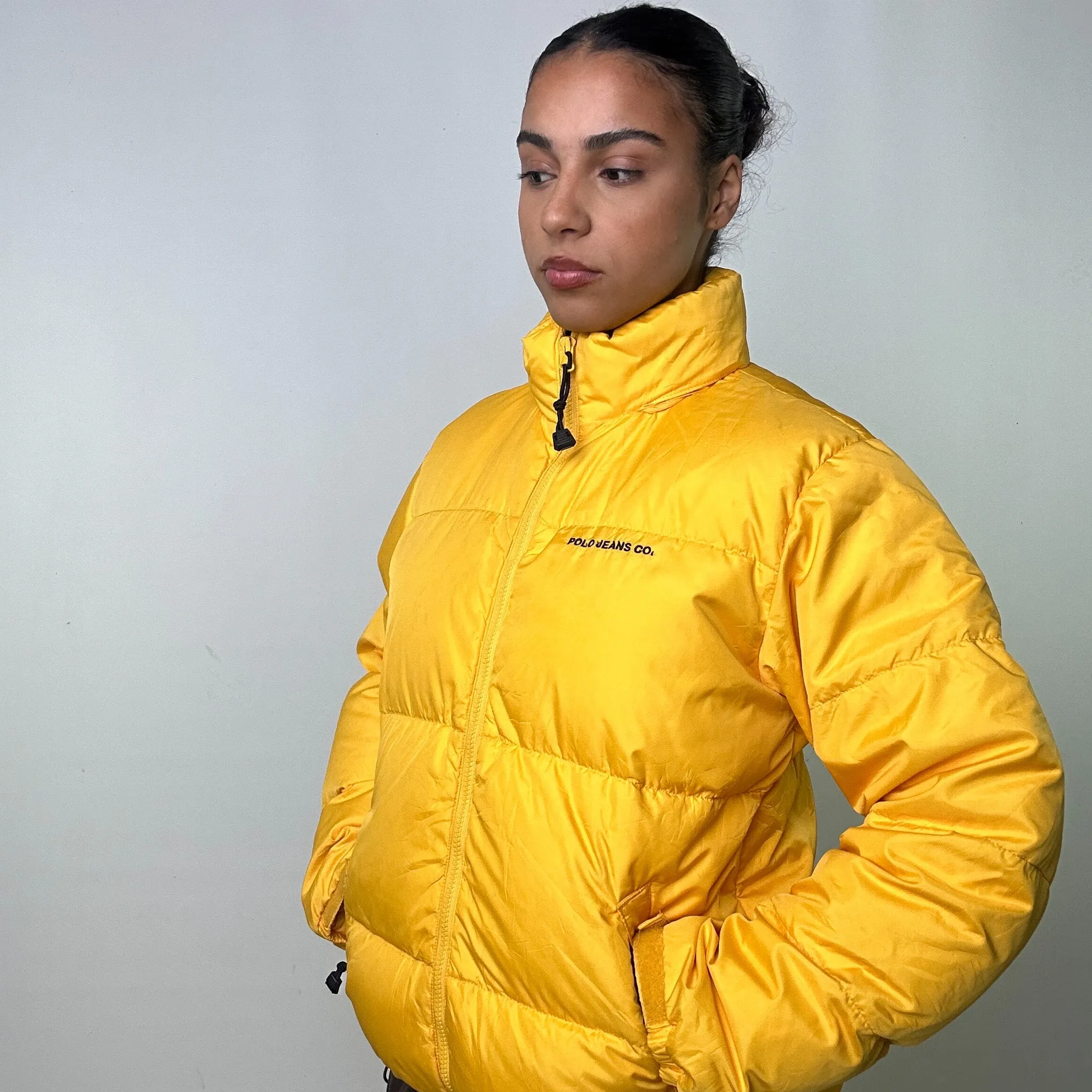 Yellow 90s Polo Jeans Ralph Lauren Puffer Jacket Coat (S)